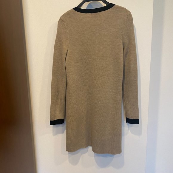 Ann Taylor Contrast Trim Longline Cardigan Black Tan Size XS - Picture 8 of 11